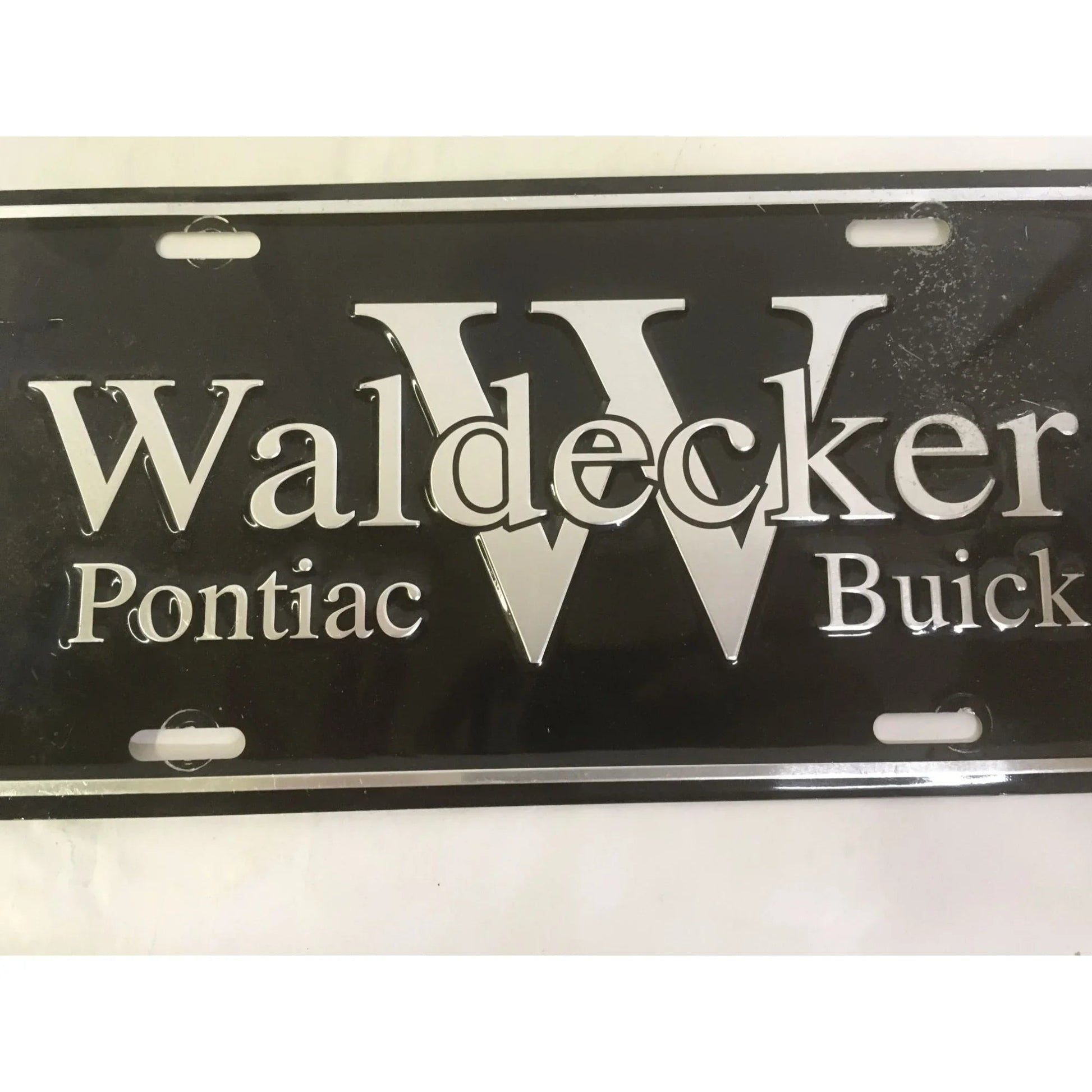 Waldecker Pontiac Buick License Plate - Black and Silver - A+ Stuff - Auto Part - A+ Stuff