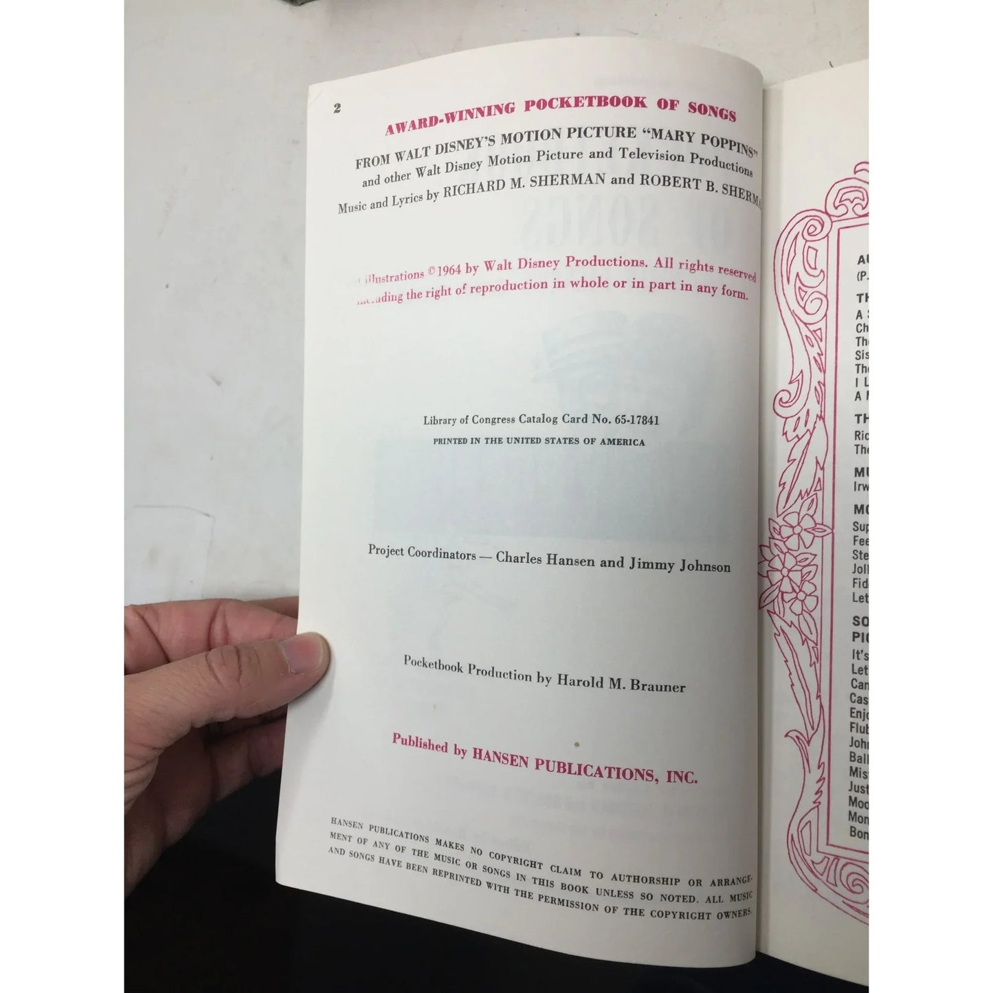 Walt Disney's Mary Poppins Pocketbook of Songs - A+ Stuff - Books - A+ Stuff