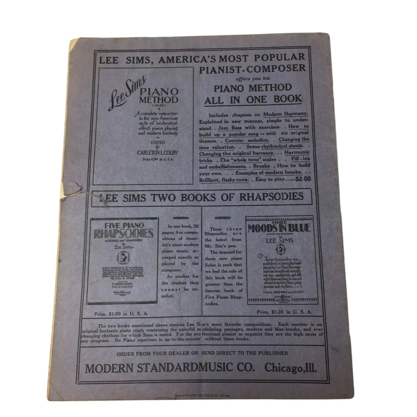 Walton Perkins Popular Piano Method (Jazz) Vintage Sheet music book - A+ Stuff - SHEET MUSIC - A+ Stuff