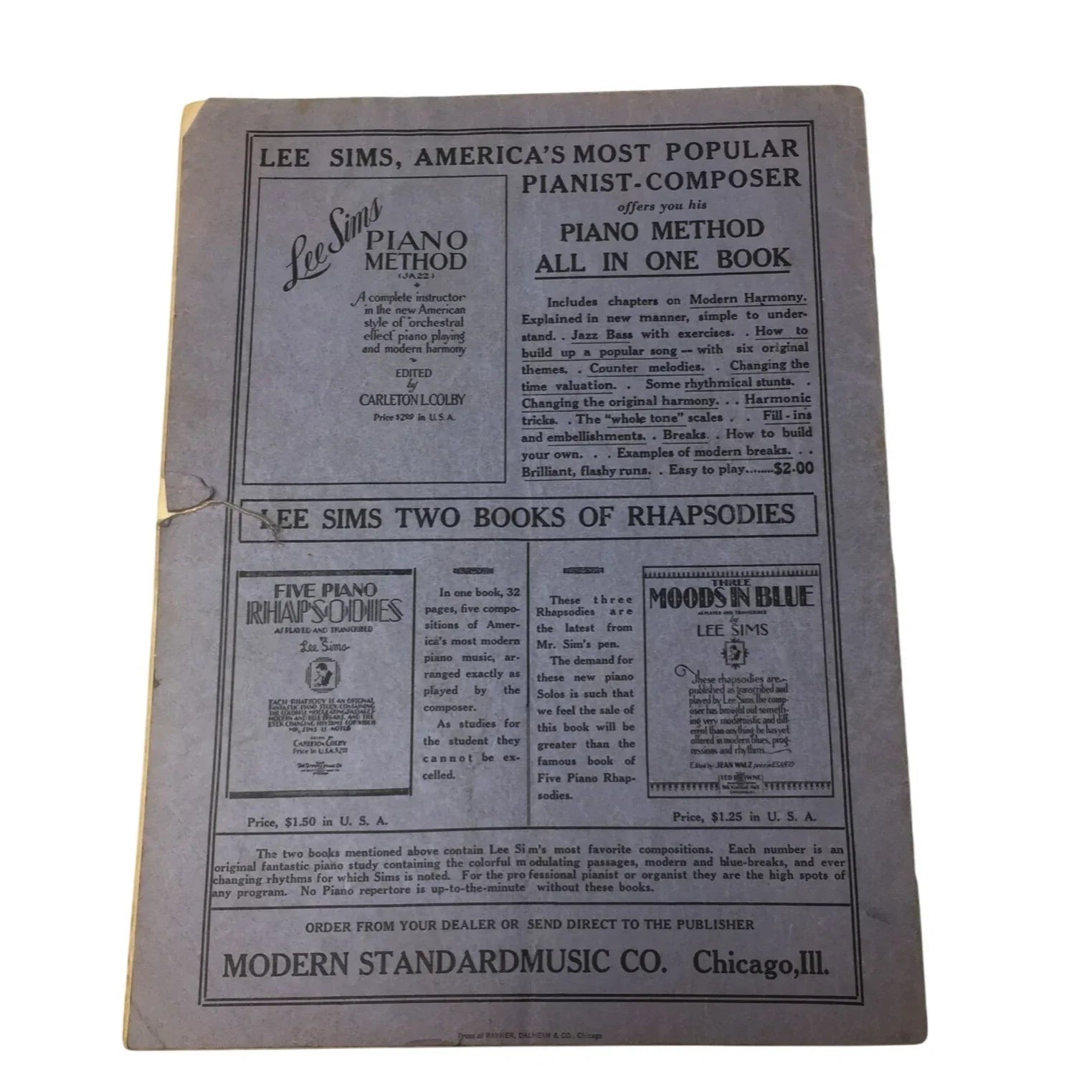 Walton Perkins Popular Piano Method (Jazz) Vintage Sheet music book - A+ Stuff - SHEET MUSIC - A+ Stuff