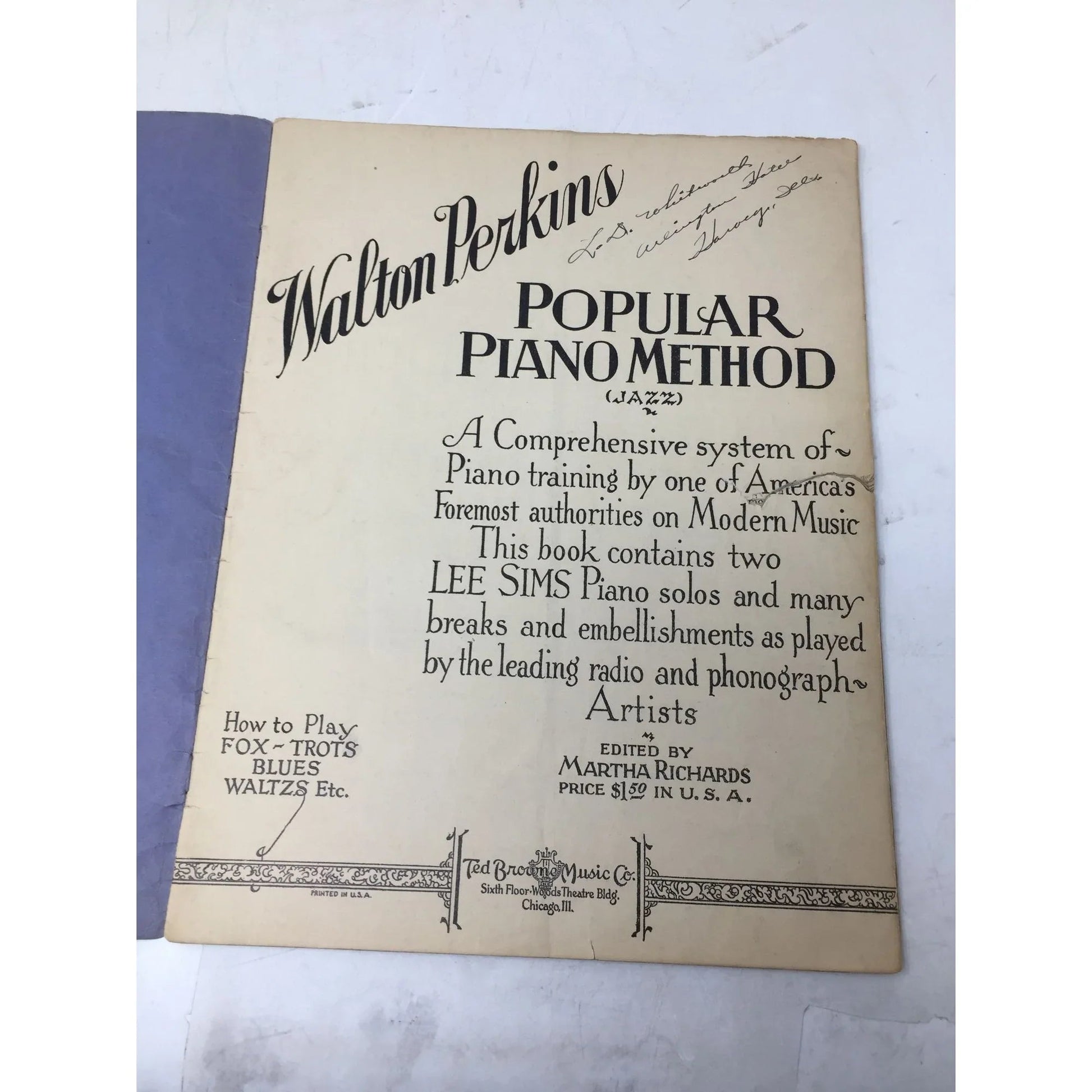 Walton Perkins Popular Piano Method (Jazz) Vintage Sheet music book - A+ Stuff - SHEET MUSIC - A+ Stuff