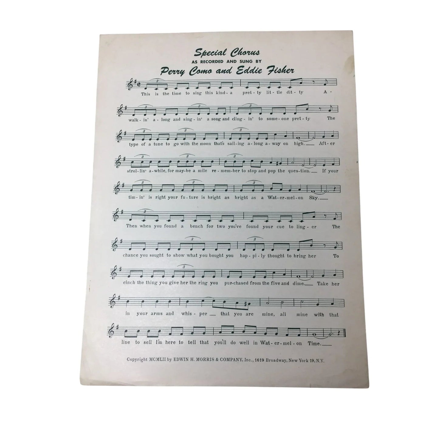 WATERMELON WEATHER Vintage 1952 Sheet music - A+ Stuff - Sheet Music - A+ Stuff