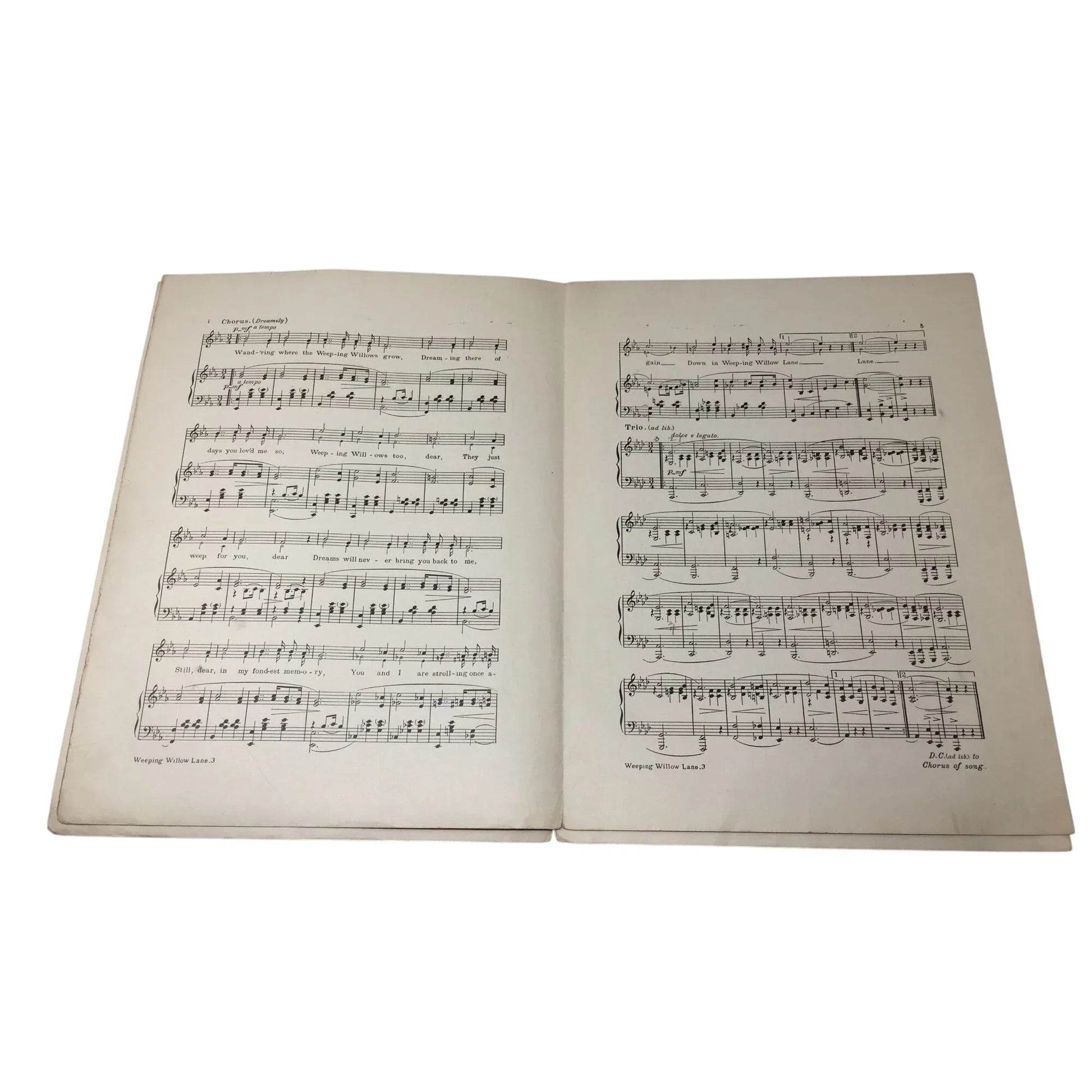 ''Weeping Willow Lane'' Vintage Sheet Music Book - A+ Stuff - SHEET MUSIC - A+ Stuff