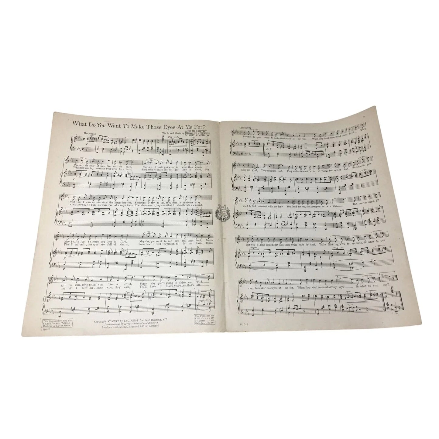 ''What do you want to make those eyes at me for'' Vintage Sheet Music - A+ Stuff - SHEET MUSIC - A+ Stuff