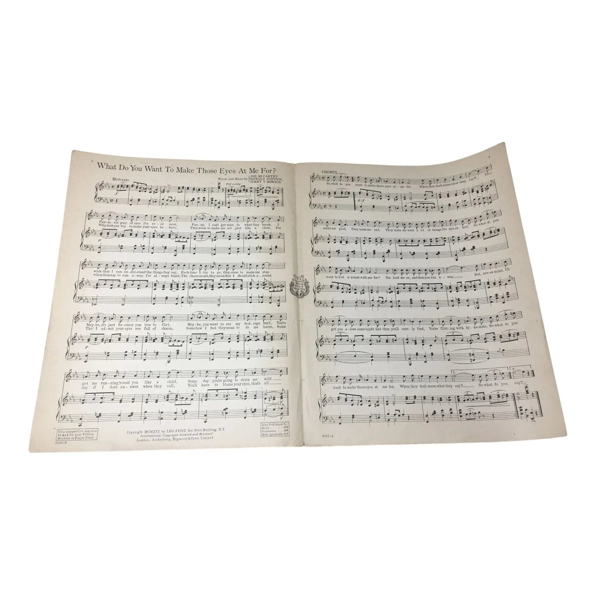 ''What do you want to make those eyes at me for'' Vintage Sheet Music - A+ Stuff - SHEET MUSIC - A+ Stuff