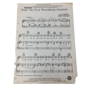 ''What's the Good Word, Mister Blue Bird?'' Vintage Sheet Music