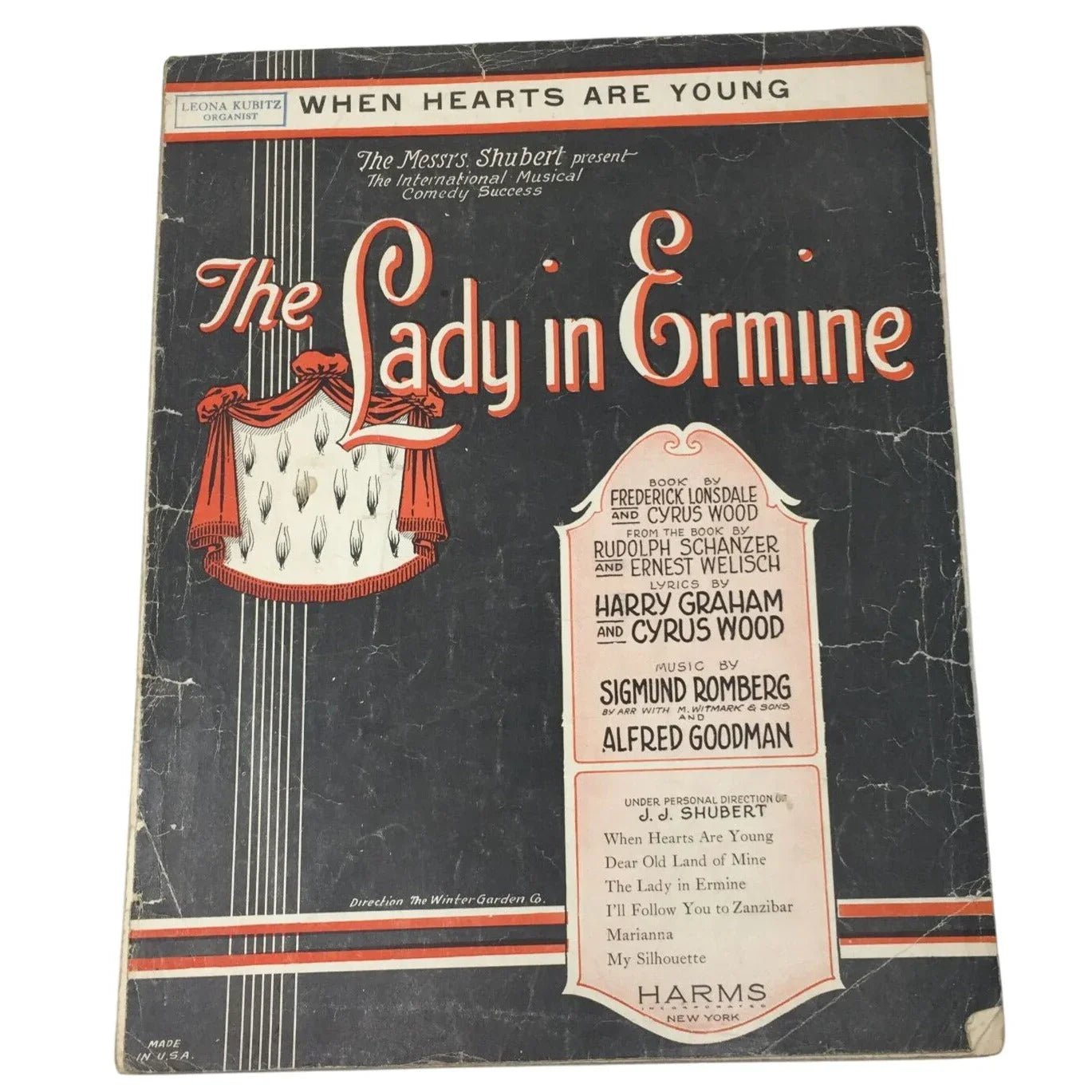''When Hearts are Young The Lady in Ermine'' Sheet Music Book - A+ Stuff - SHEET MUSIC - A+ Stuff