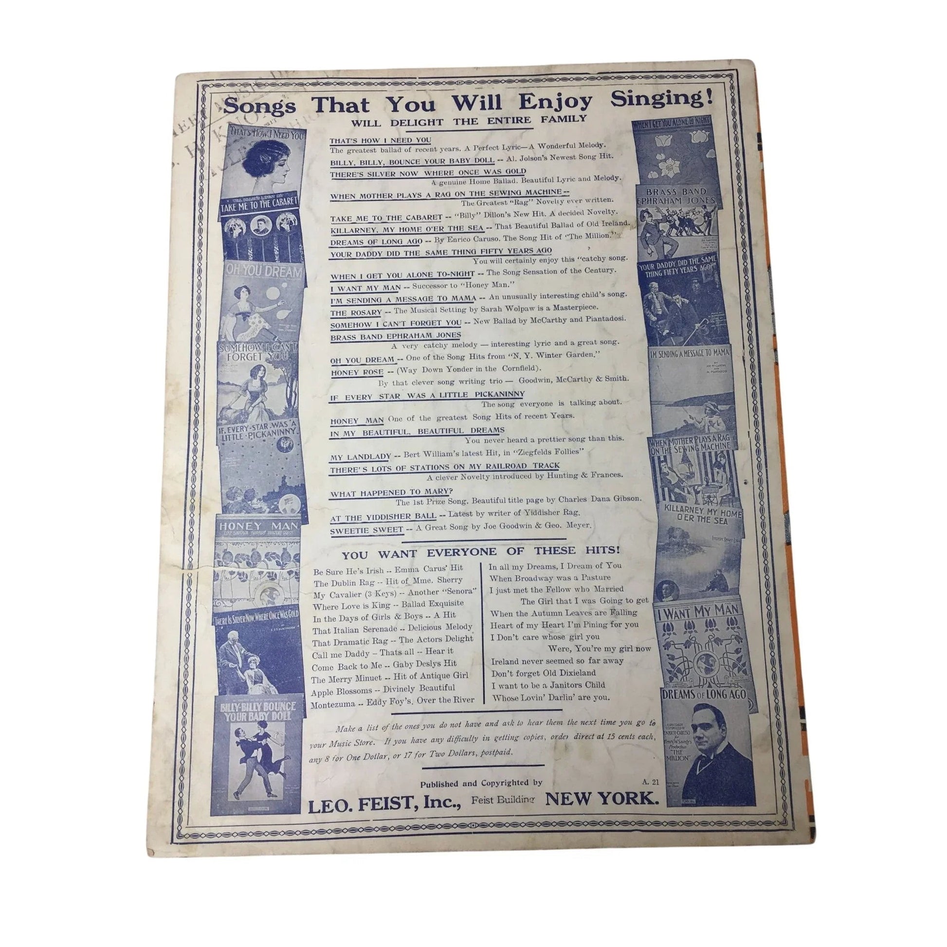 ''When I Get You Alone to Night'' Vintage Sheet Music Book - A+ Stuff - Sheet Music - A+ Stuff