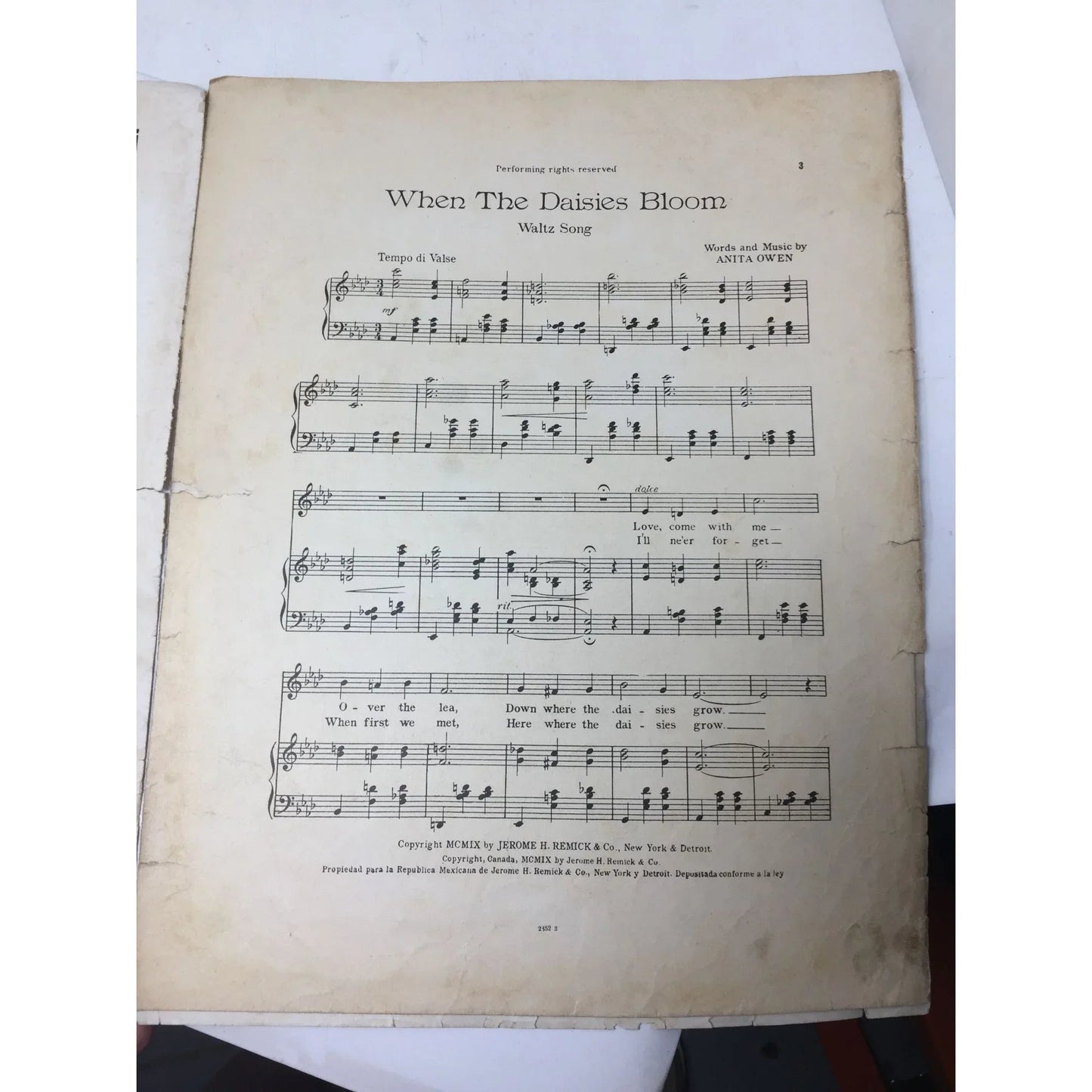 ''When The Daisies Bloom'' (Popular edition) Vintage sheet music - A+ Stuff - Sheet Music - A+ Stuff