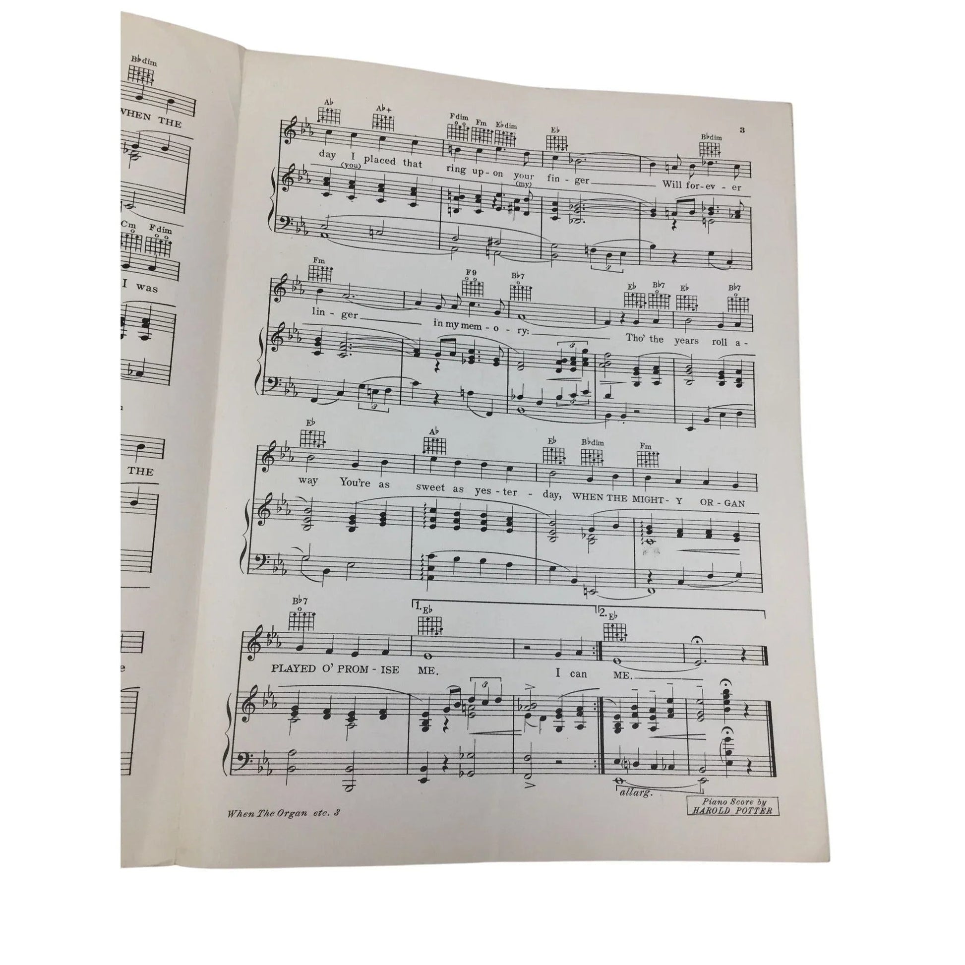 "When The Organ Played O' Promise Me" by Al Sherman, Abner Silver, Jack Meskill - A+ Stuff - SHEET MUSIC - A+ Stuff