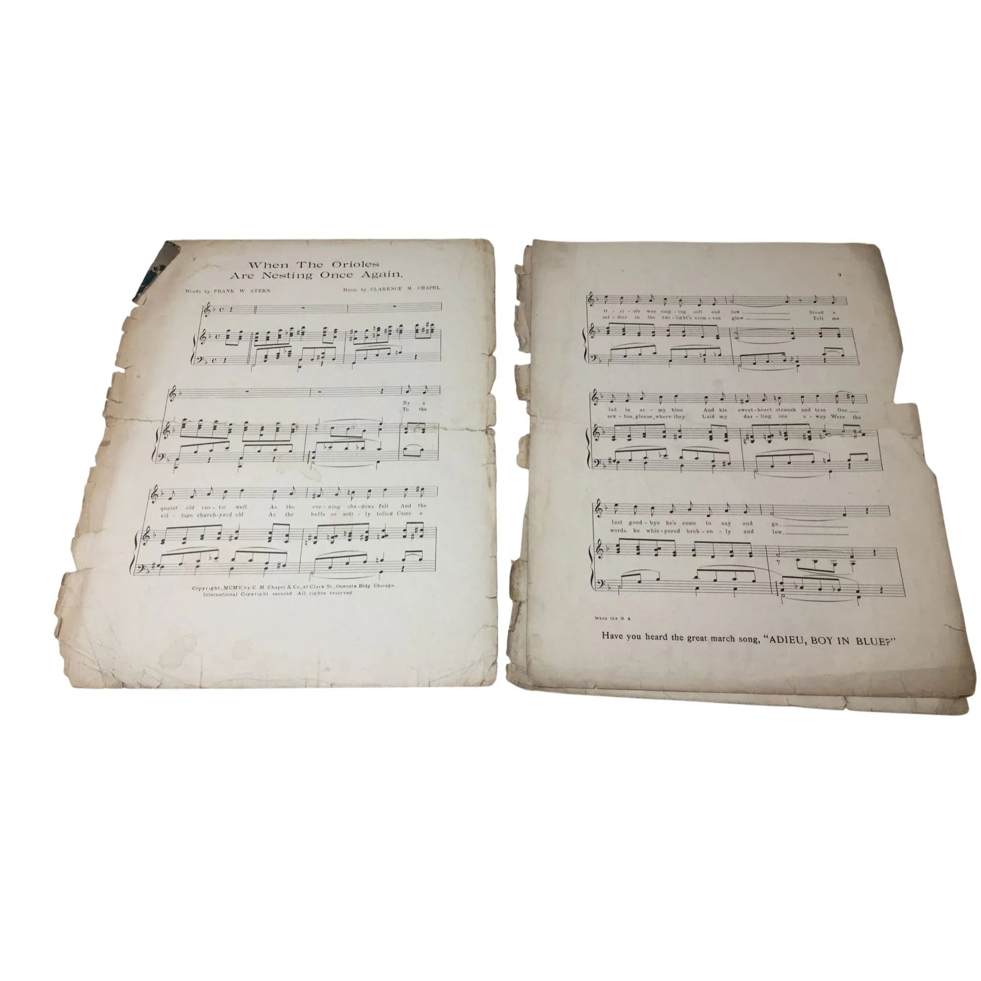 ''When the Orioles Are Nesting Once Again'' Vintage Sheet Music Book - A+ Stuff - SHEET MUSIC - A+ Stuff