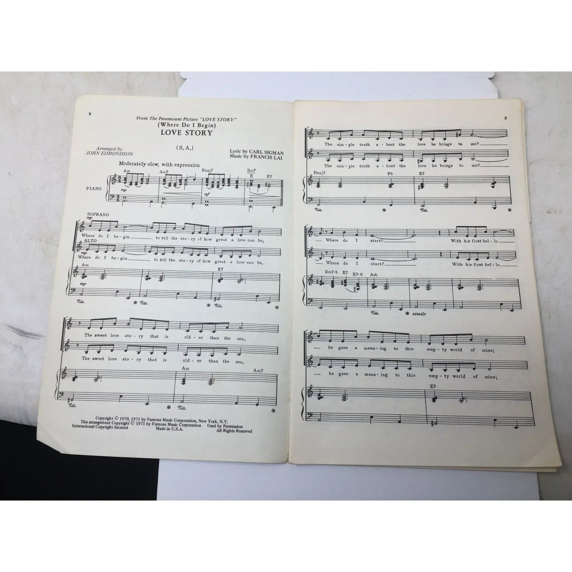 (Where Do I Begin) Love Story by Francis Lai and Carol Sigman - A+ Stuff - SHEET MUSIC - A+ Stuff