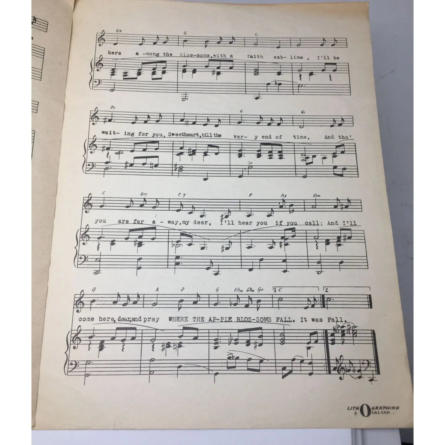''Where the apple blossoms fall'' Vintage Sheet music book - A+ Stuff - SHEET MUSIC - A+ Stuff