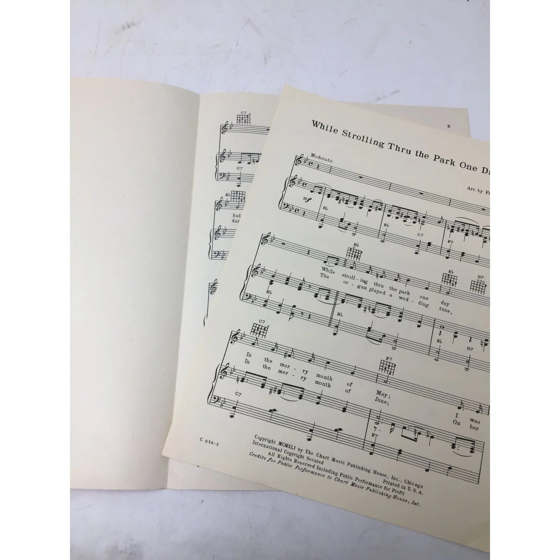 While Strolling Thru The Park One Day by Ed Haley Vintage sheet music - A+ Stuff - sheet music - A+ Stuff