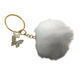 White Fuzzy Faux Fur Pom Pom Keychain with Gold Toned Butterflies on it - A+ Stuff - Jewelry - A+ Stuff