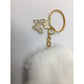 White Fuzzy Faux Fur Pom Pom Keychain with Gold Toned Butterflies on it - A+ Stuff - Jewelry - A+ Stuff