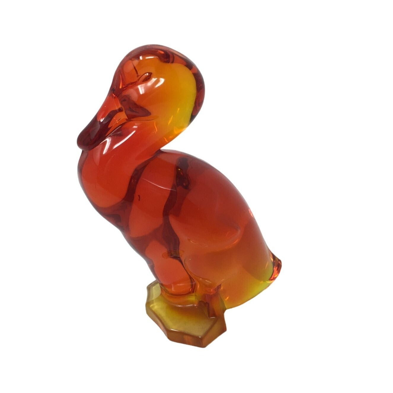 Vintage Orange Glass Duck Figurine- about 4.5'' tall