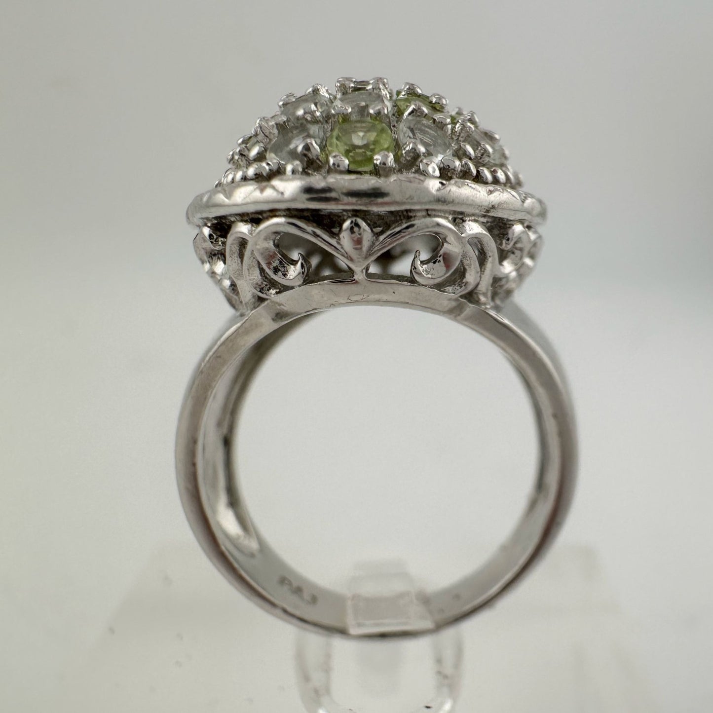 3 Carat Large and Beautiful Peridot Pave' Ring  Size 7