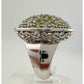 3 Carat Large and Beautiful Peridot Pave' Ring  Size 7