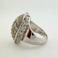 3 Carat Large and Beautiful Peridot Pave' Ring  Size 7