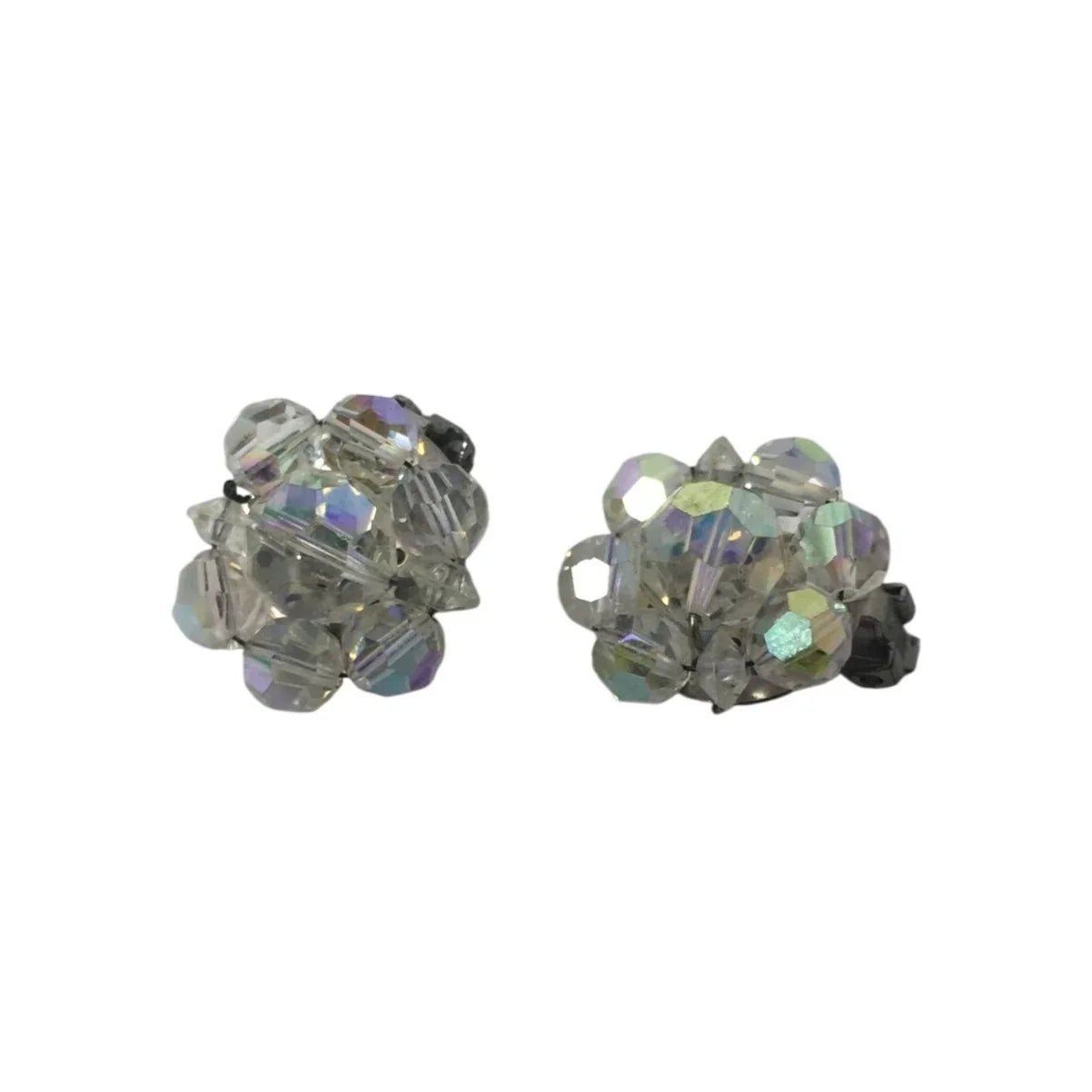 Womens Aurora Borealis Cluster Beaded Clip On Earrings - A+ Stuff - Earrings - A+ Stuff