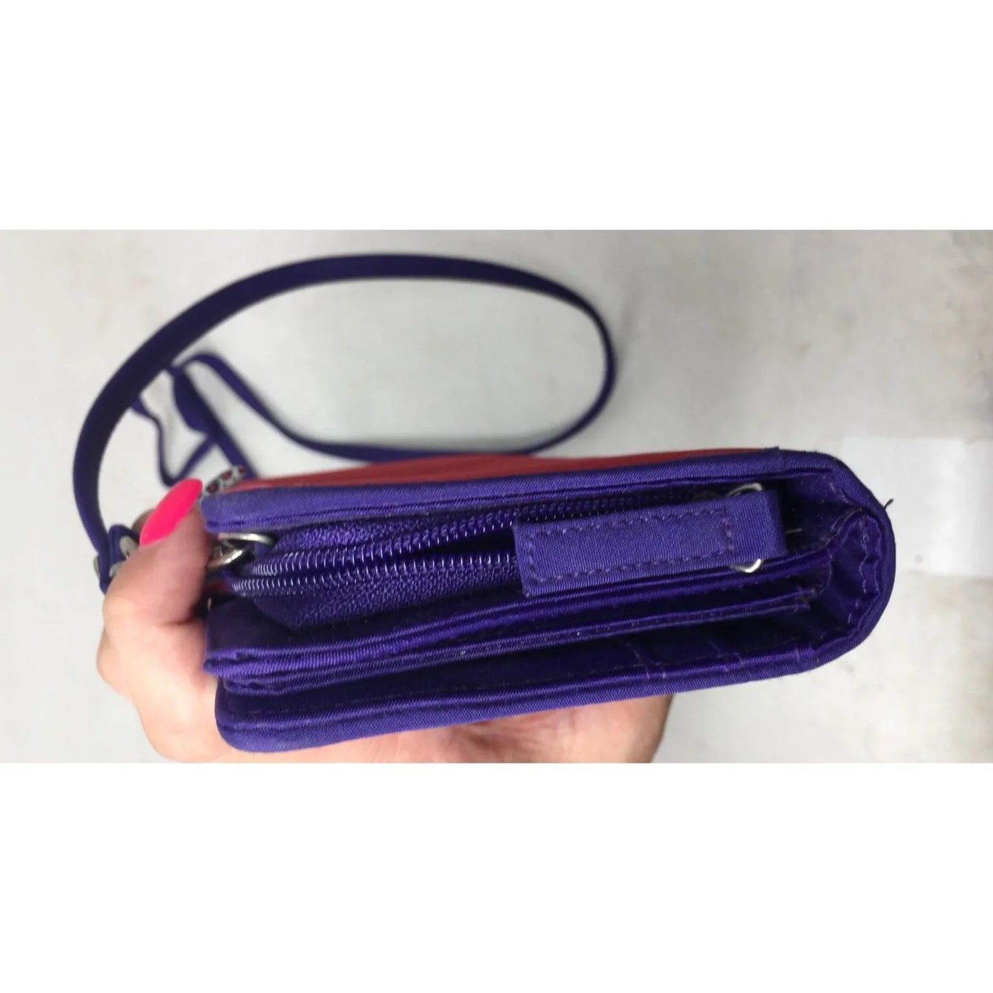 Women's Avon Red And Purple Wallet With Crossbody Strap - avon - Wallet - A+ Stuff