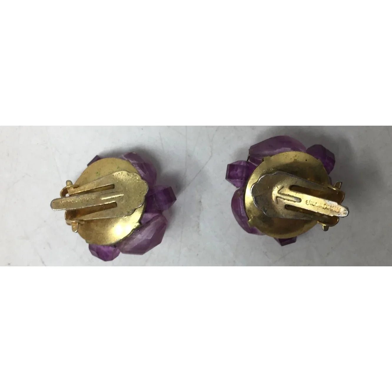 Women's Beaded Purple and Gold Tone Clip On Earrings - A+ Stuff - Earrings - A+ Stuff