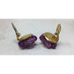 Women's Beaded Purple and Gold Tone Clip On Earrings - A+ Stuff - Earrings - A+ Stuff