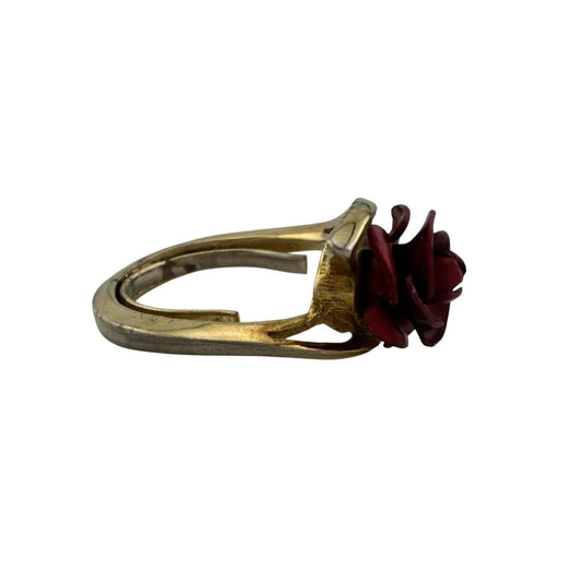 Women's Beautiful Gold Tone Red Rose Flower Ring - A+ Stuff - Ring - A+ Stuff