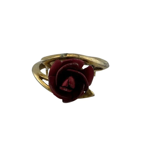 Women's Beautiful Gold Tone Red Rose Flower Ring - A+ Stuff - Ring - A+ Stuff
