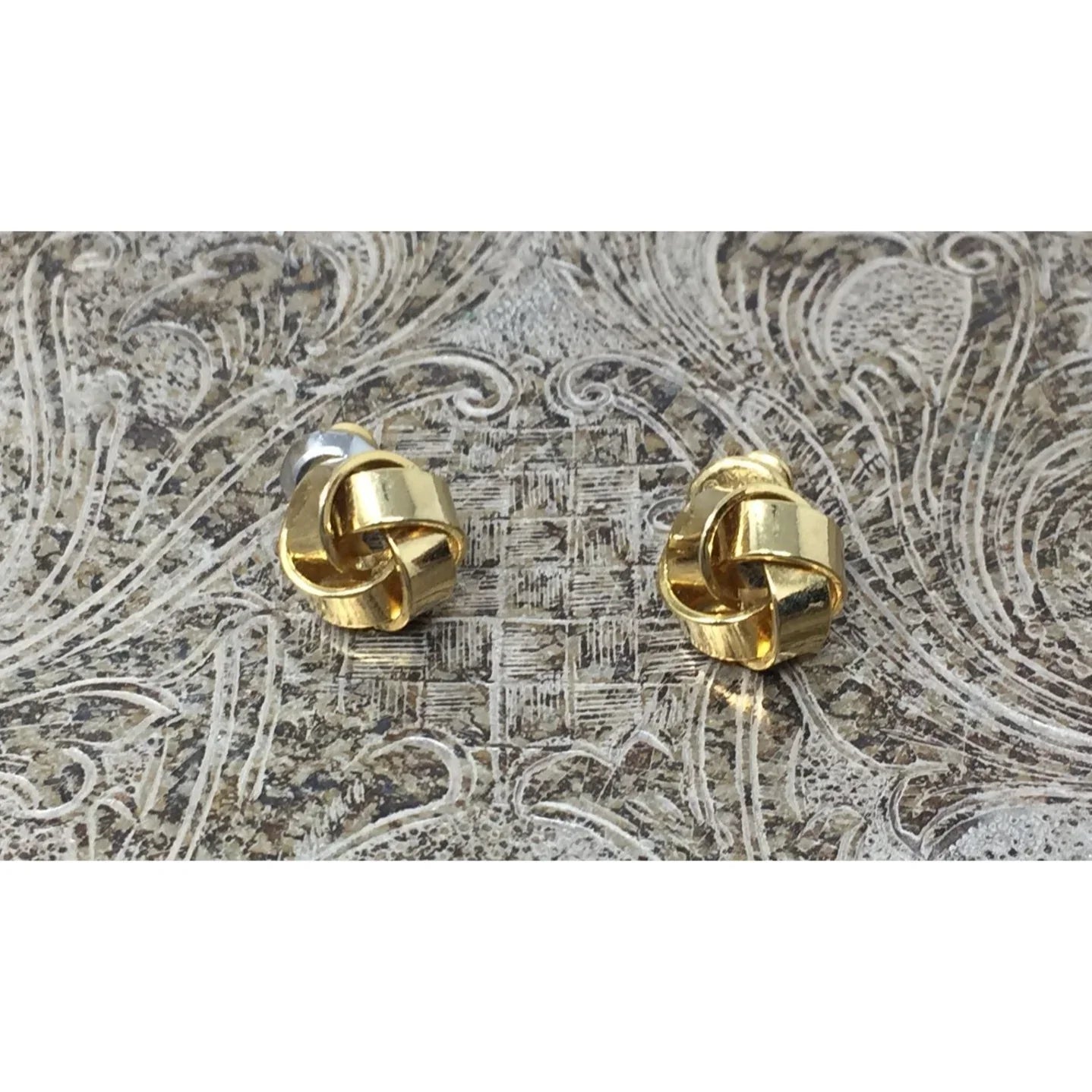 Women's Beautiful Gold Tone Stud Knot Earrings with Backs - A+ Stuff - Earrings - A+ Stuff