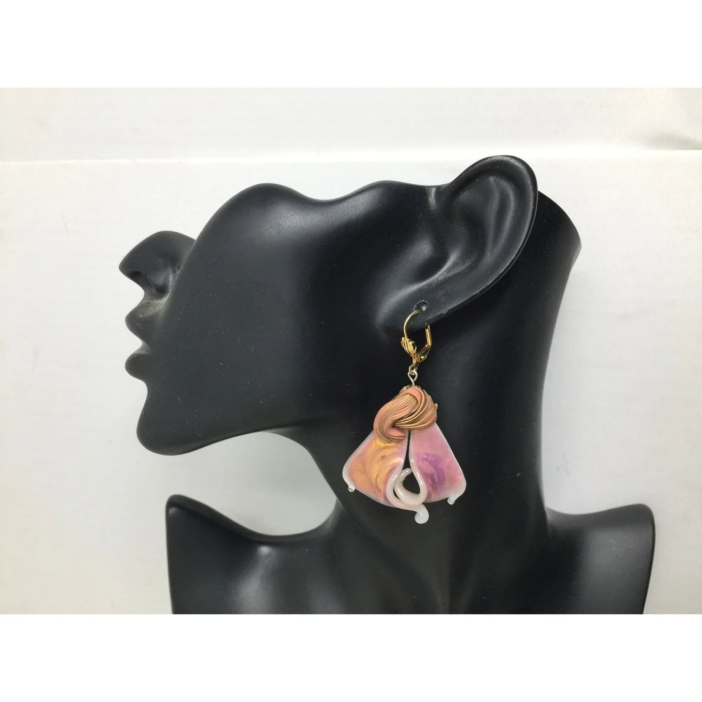 Women's Beautiful Pink and Gold Tone Dangle Earrings - A+ Stuff - earrings - A+ Stuff
