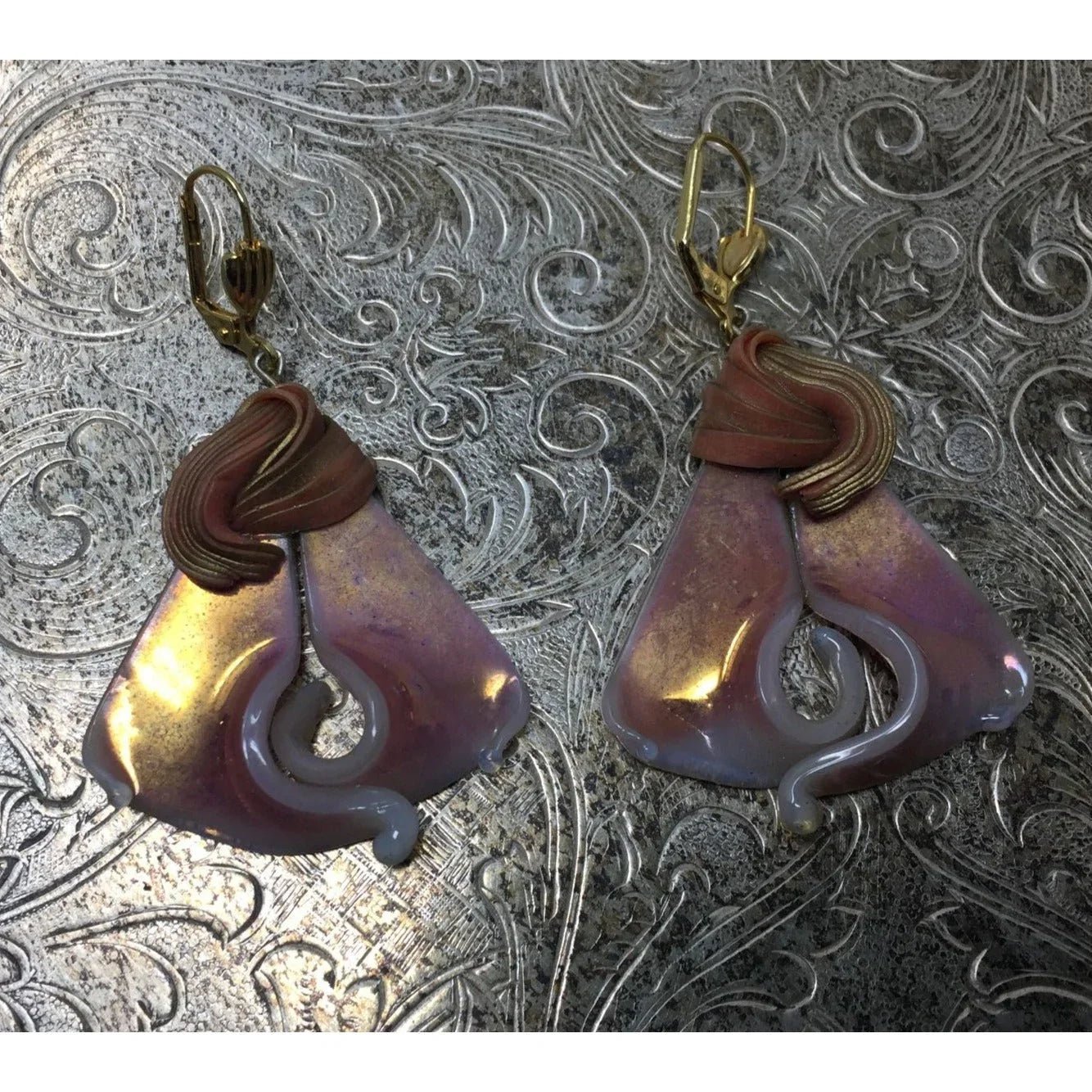 Women's Beautiful Pink and Gold Tone Dangle Earrings - A+ Stuff - earrings - A+ Stuff