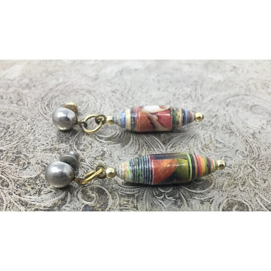 Women's Beautiful Unique Handmade Paper Bead Dangle Earrings - A+ Stuff - Earrings - A+ Stuff