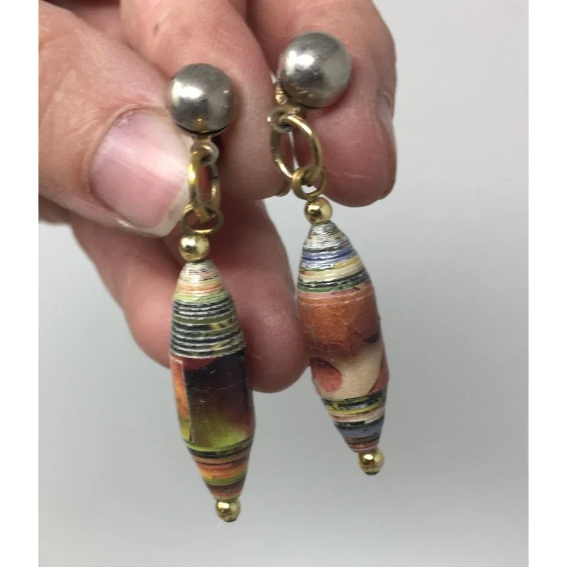 Women's Beautiful Unique Handmade Paper Bead Dangle Earrings - A+ Stuff - Earrings - A+ Stuff