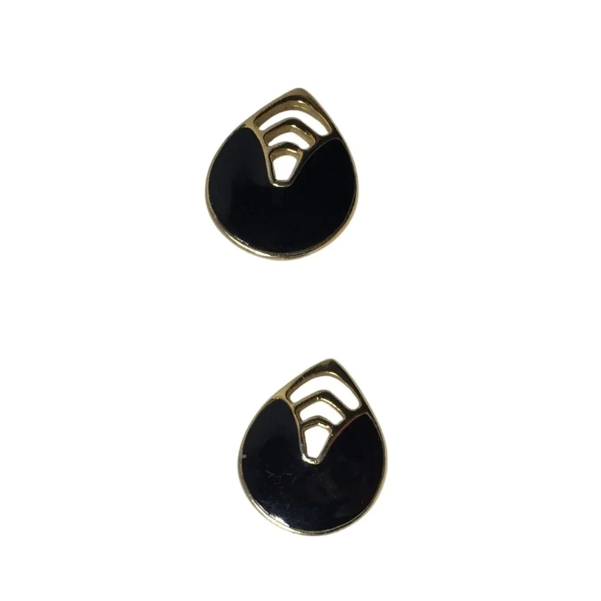 Women's Black and Gold Tear Drop Shaped Stud Earrings - A+ Stuff - earrings - A+ Stuff