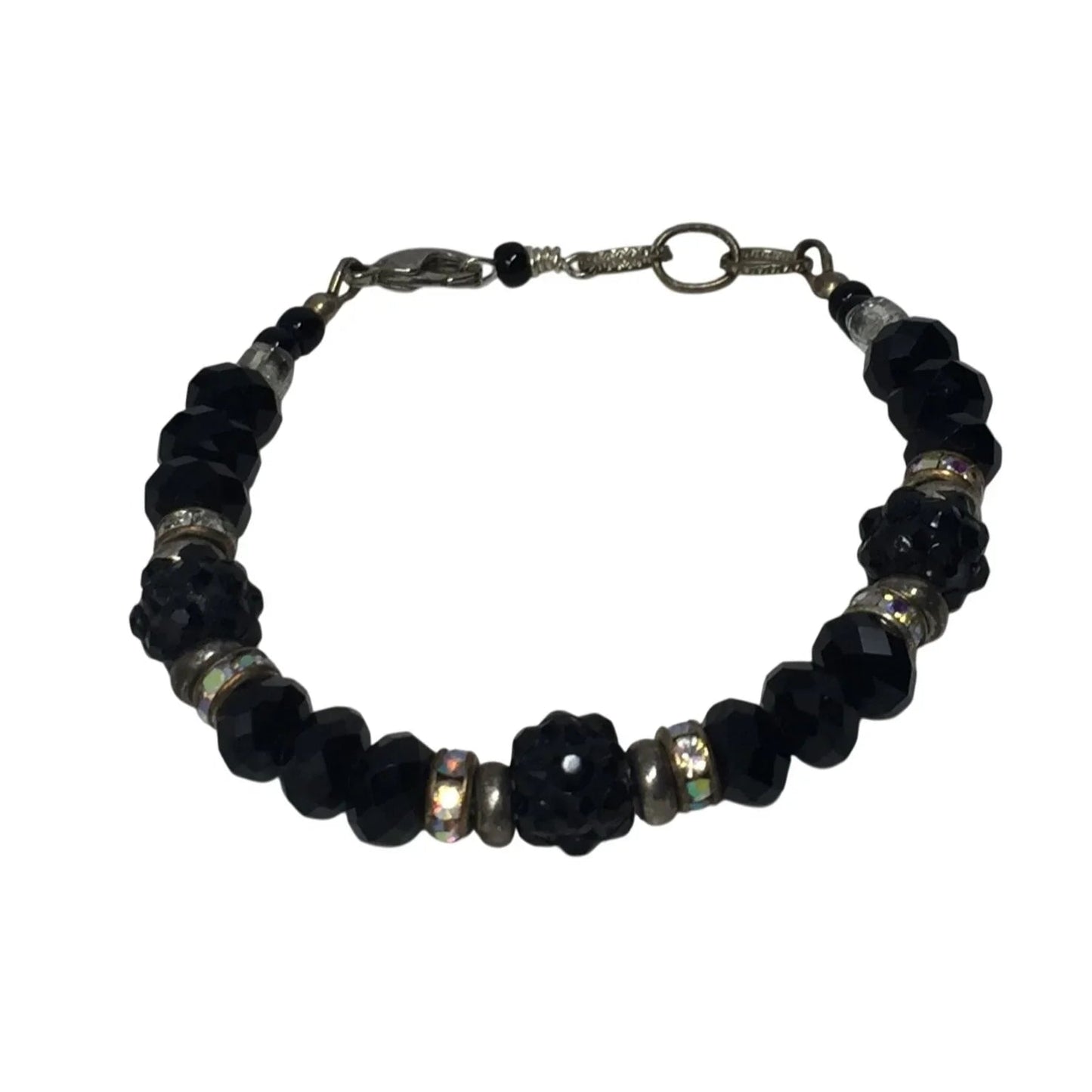 Women's Black and Silver Beaded Bracelet with Lobster Clasp - A+ Stuff - Bracelet - A+ Stuff