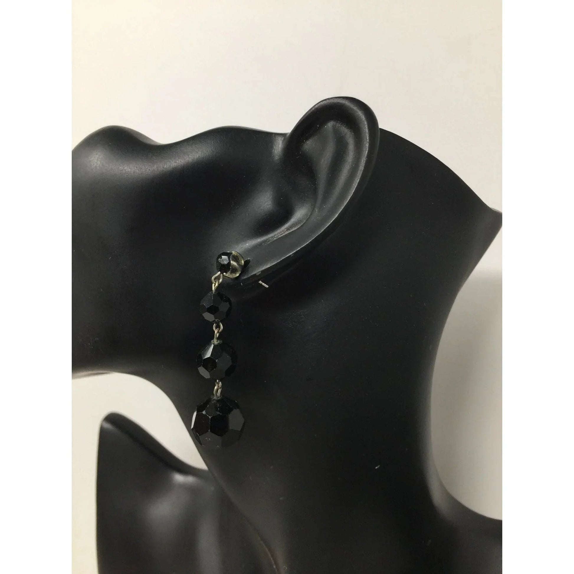 Women's Black and Silver Beaded Dangle Earrings - A+ Stuff - earrings - A+ Stuff