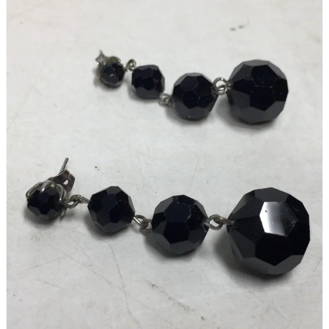 Women's Black and Silver Beaded Dangle Earrings - A+ Stuff - earrings - A+ Stuff