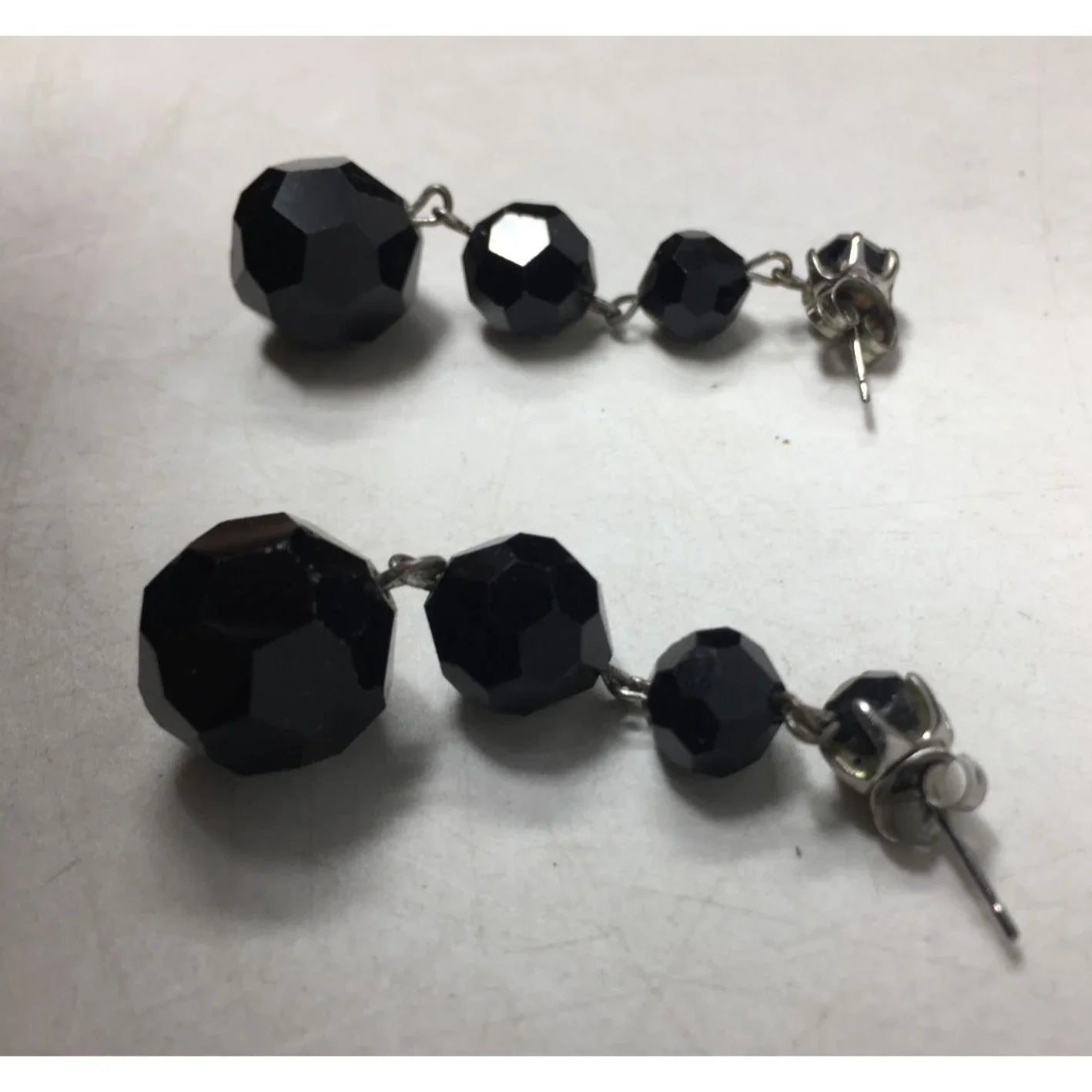 Women's Black and Silver Beaded Dangle Earrings - A+ Stuff - earrings - A+ Stuff