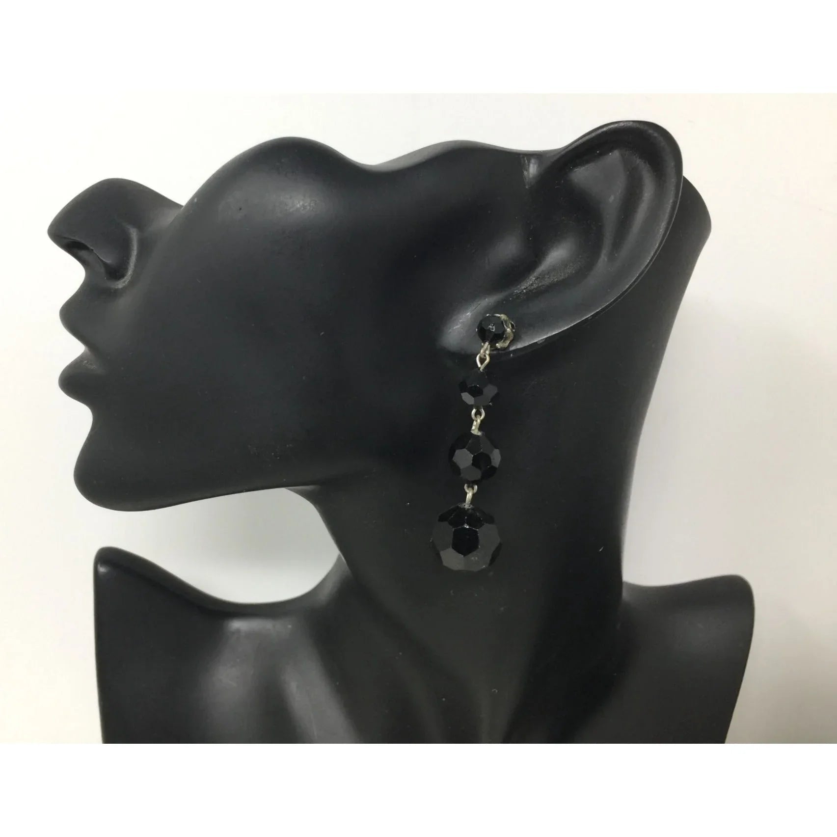 Women's Black and Silver Beaded Dangle Earrings - A+ Stuff - earrings - A+ Stuff