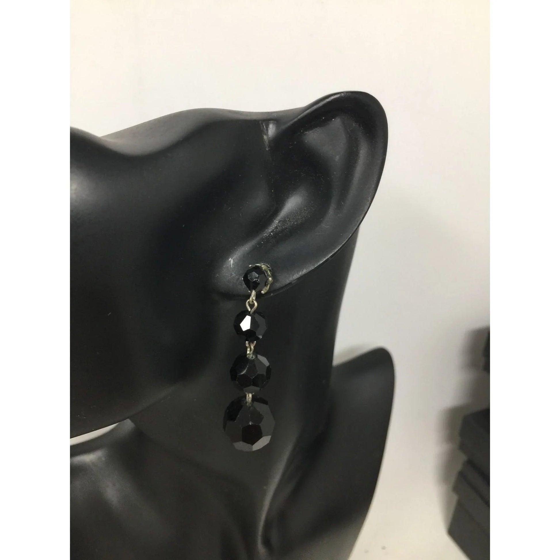 Women's Black and Silver Beaded Dangle Earrings - A+ Stuff - earrings - A+ Stuff