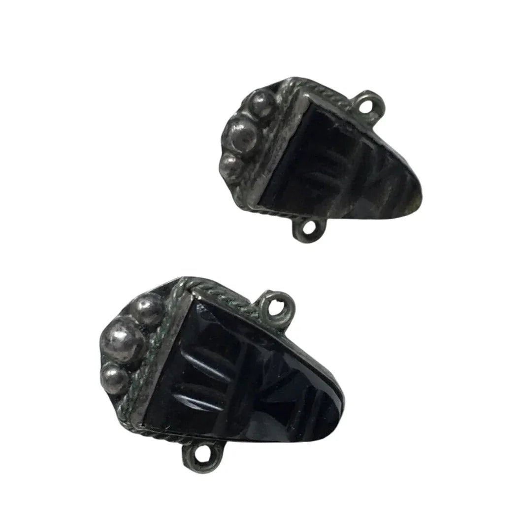 Women's Black and Silver Tone Screw Back Clip on Earrings - A+ Stuff - Earrings - A+ Stuff