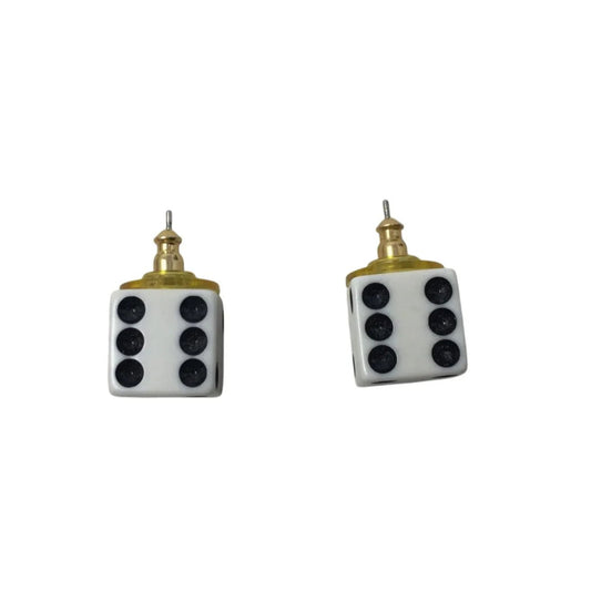 Women's Black and White Cube Dice Stud Earrings - A+ Stuff - earrings - A+ Stuff