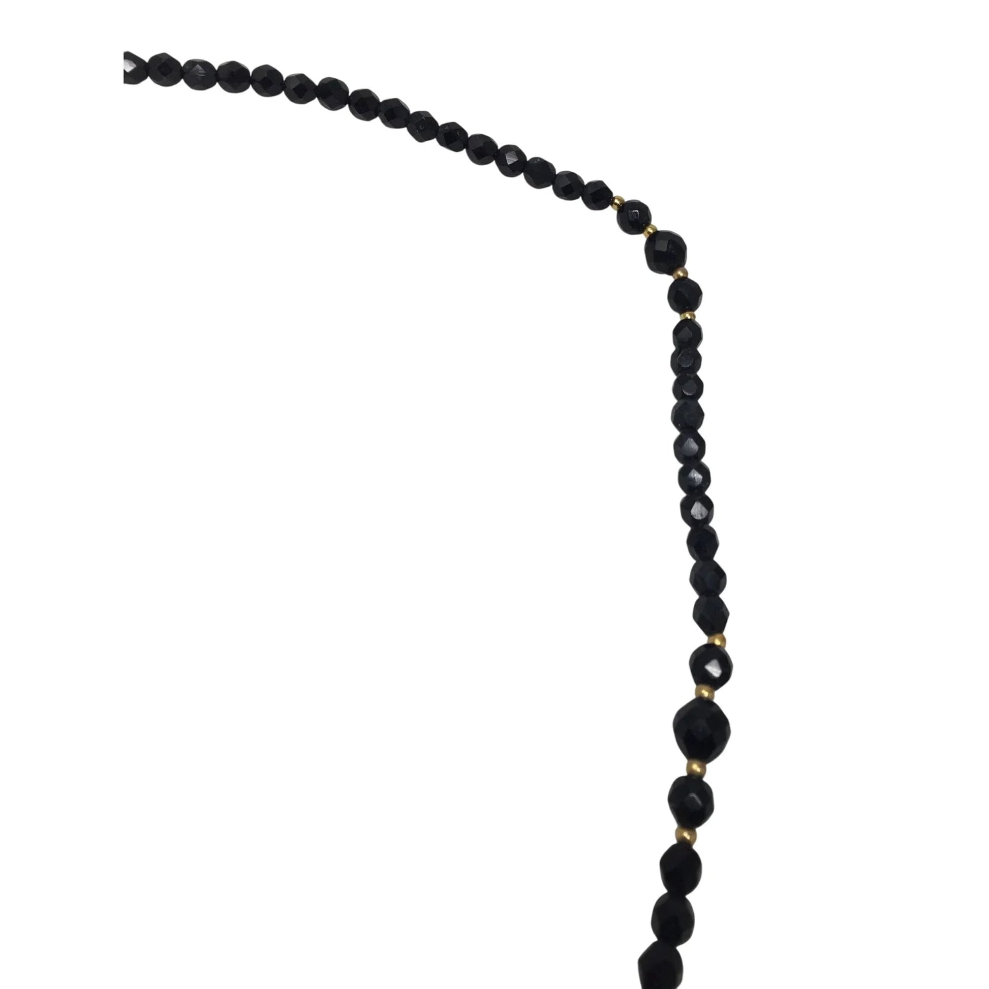 Women's Black Beaded Necklace with Gold Tone Clasp - A+ Stuff - Necklace - A+ Stuff