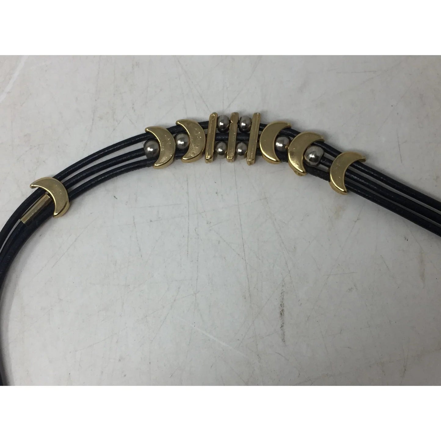 Women's Black Layered Rope Necklace with Gold and Silver Charms - A+ Stuff - necklace - A+ Stuff