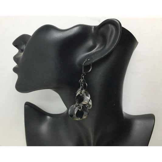 Women's Black Shiny Chandelier Dangle Earrings - A+ Stuff - earrings - A+ Stuff