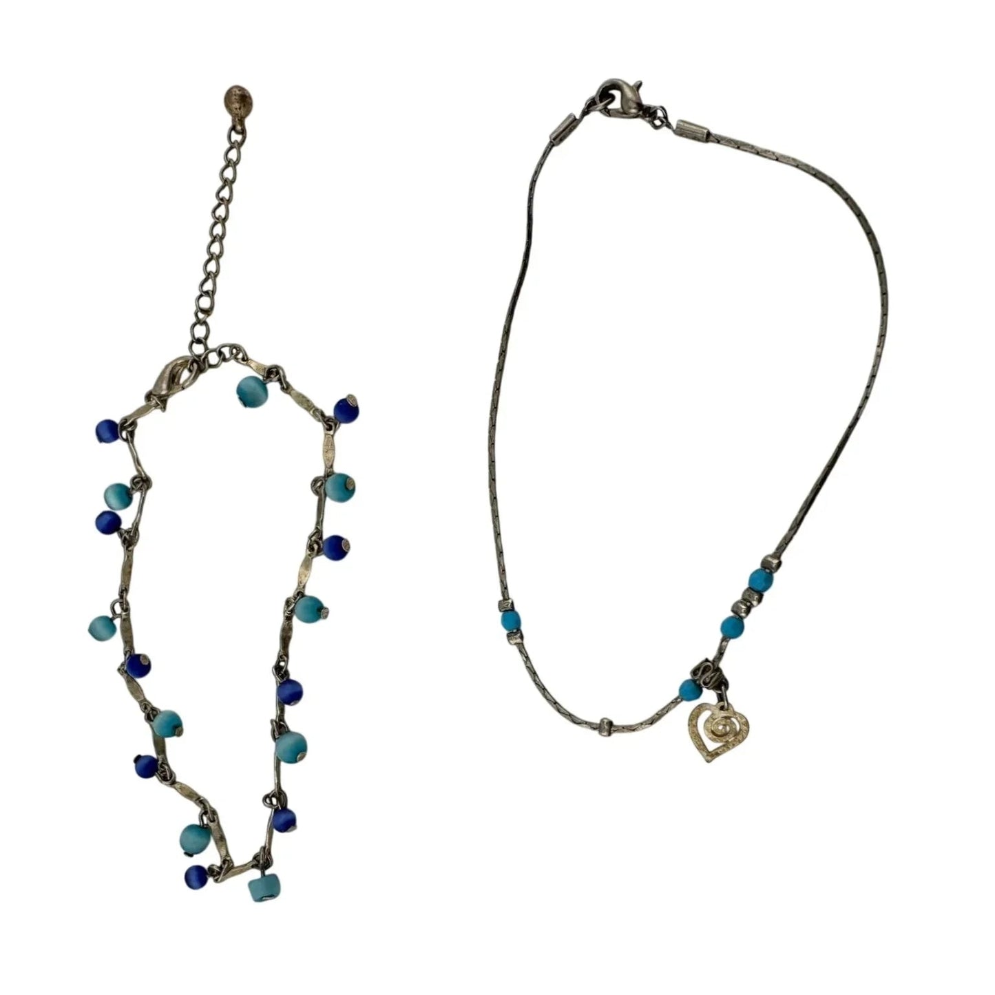 Womens Blue Bead Charm Bracelets/Anklets (2) with Clasps - A+ Stuff - Jewelry - A+ Stuff