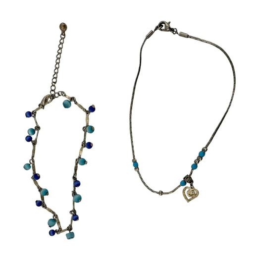 Womens Blue Bead Charm Bracelets/Anklets (2) with Clasps - A+ Stuff - Jewelry - A+ Stuff