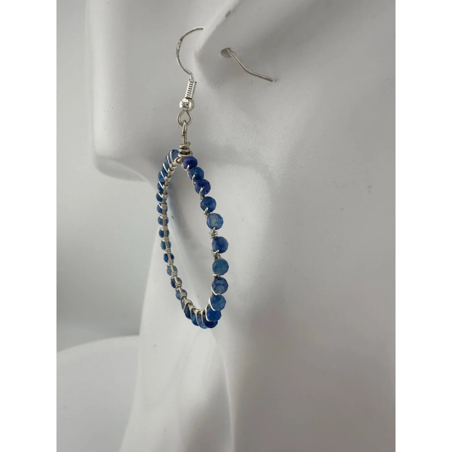 Womens Blue & Silver Hoop Earrings with Green Jewelry Pouch - A+ Stuff - Earrings - A+ Stuff